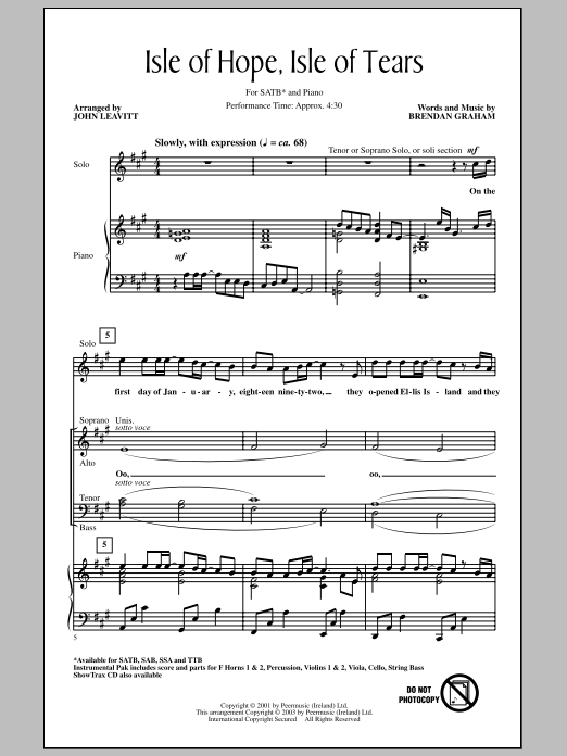 Isle Of Hope, Isle Of Tears (SATB Choir) von John Leavitt