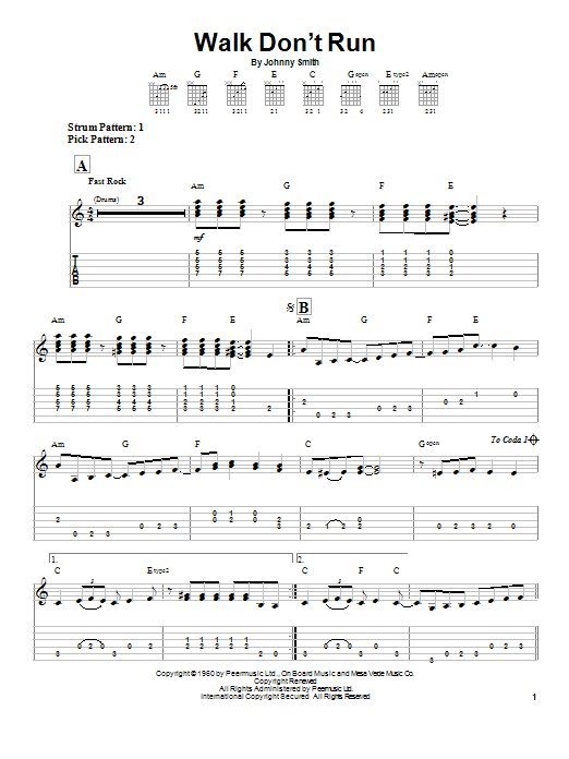 Walk Don't Run (Easy Guitar Tab) von The Ventures