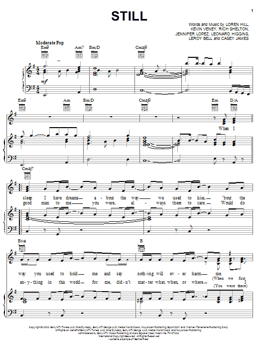 Still (Piano, Vocal & Guitar Chords (Right-Hand Melody)) von Jennifer Lopez