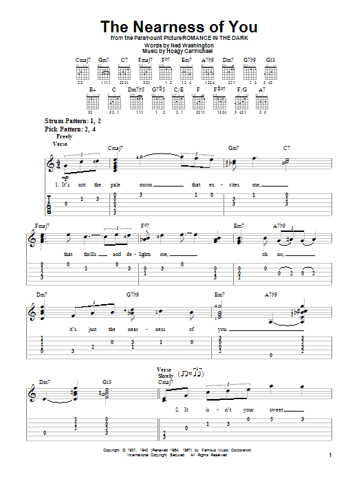 The Nearness Of You (Easy Guitar Tab) von Norah Jones