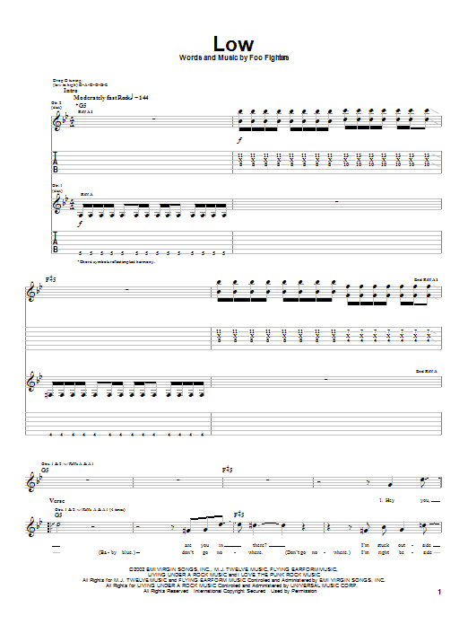 Low (Guitar Tab) von Foo Fighters