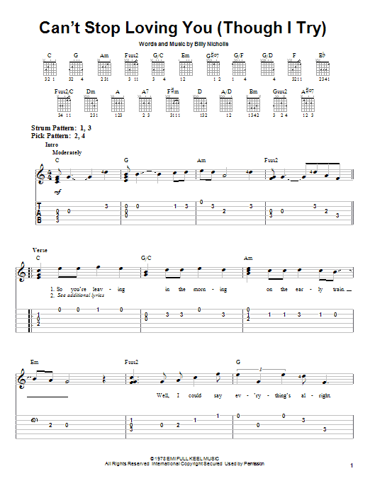 Can't Stop Loving You (Though I Try) (Easy Guitar Tab) von Phil Collins