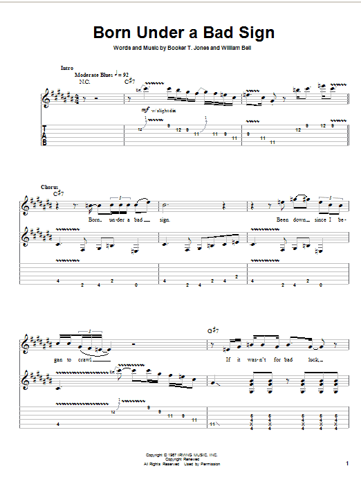 Born Under A Bad Sign (Guitar Tab (Single Guitar)) von Albert King