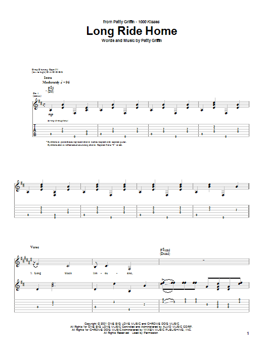 Long Ride Home (Guitar Tab) von Patty Griffin