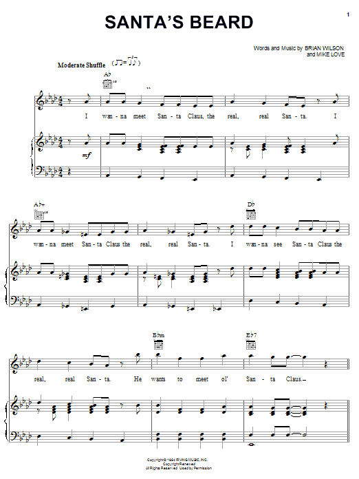Santa's Beard (Piano, Vocal & Guitar Chords (Right-Hand Melody)) von The Beach Boys