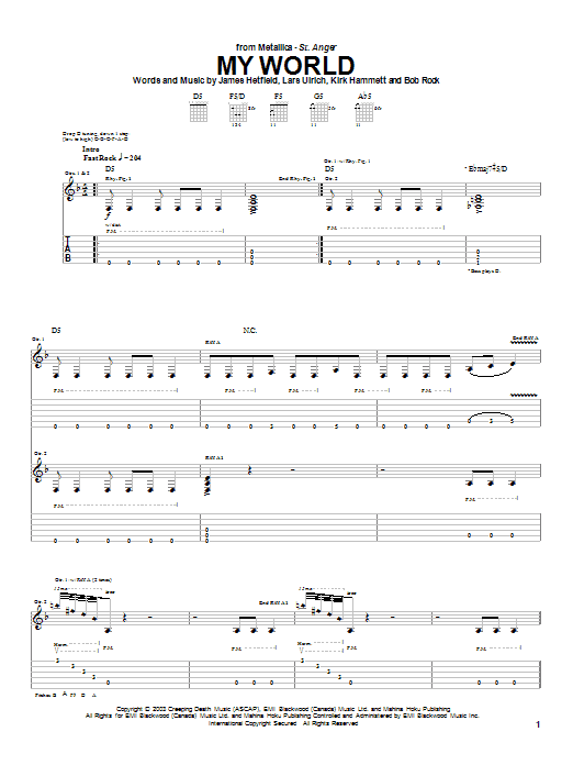 My World (Guitar Tab) von Metallica