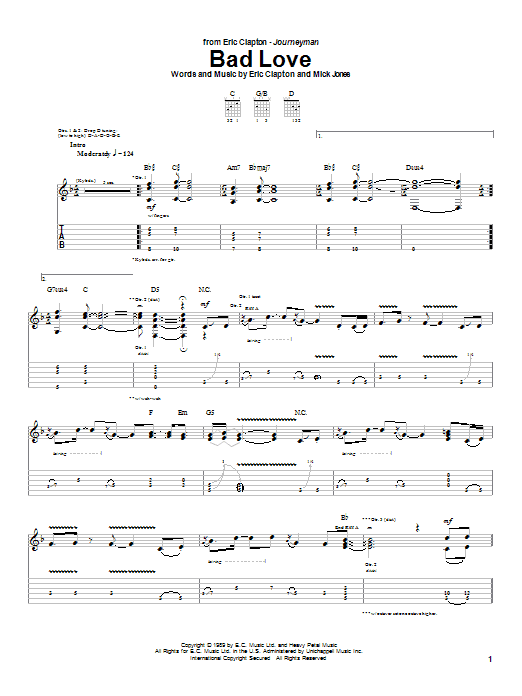 Bad Love (Guitar Tab) von Eric Clapton