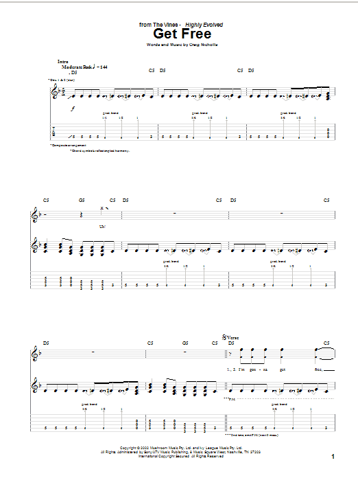 Get Free (Guitar Tab) von The Vines