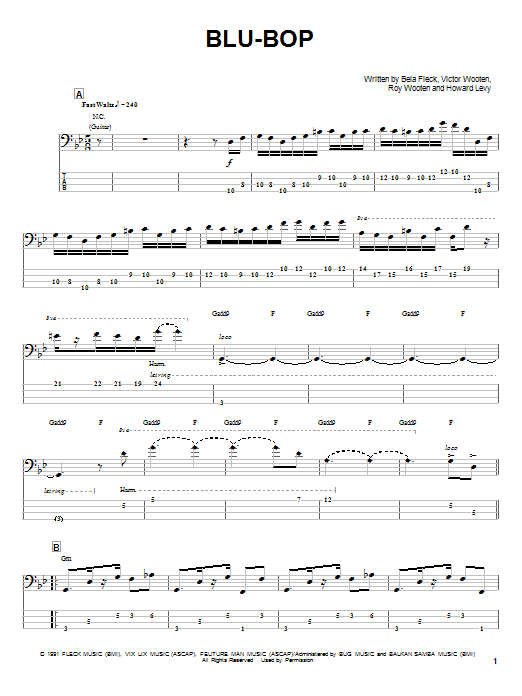 Blu-Bop (Bass Guitar Tab) von Bela Fleck