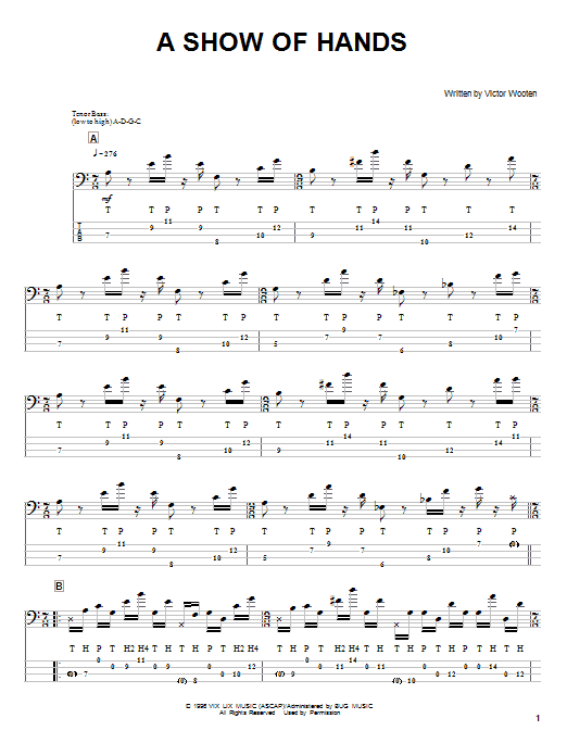 A Show Of Hands (Bass Guitar Tab) von Victor Wooten