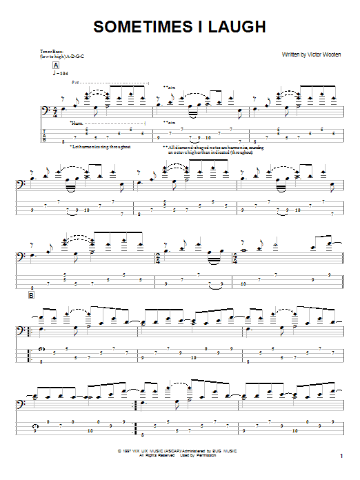 Sometimes I Laugh (Bass Guitar Tab) von Victor Wooten