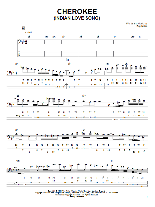 Cherokee (Indian Love Song) (Bass Guitar Tab) von Victor Wooten