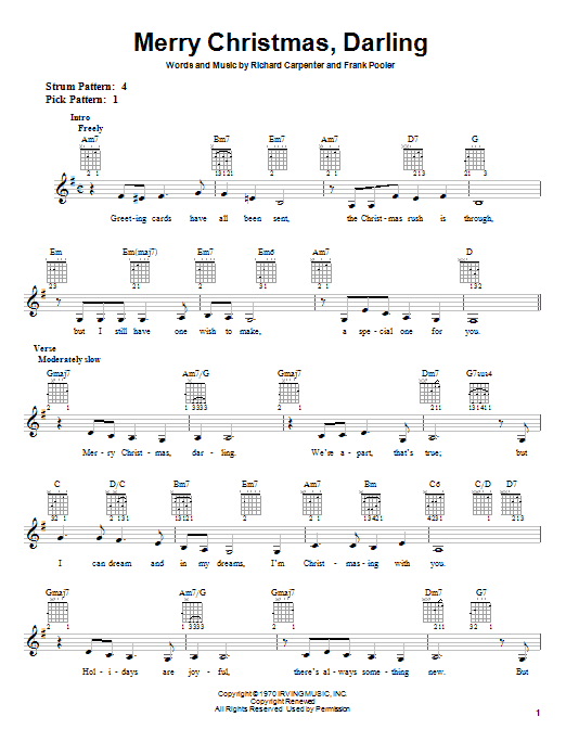 Merry Christmas, Darling (Easy Guitar) von Carpenters