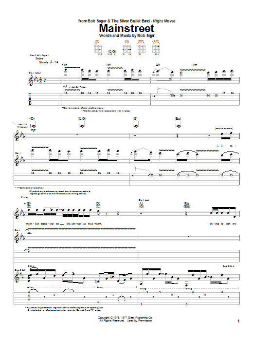 Mainstreet (Guitar Tab) von Bob Seger