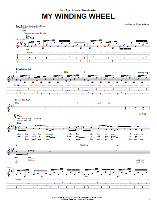 My Winding Wheel (Guitar Tab) von Ryan Adams