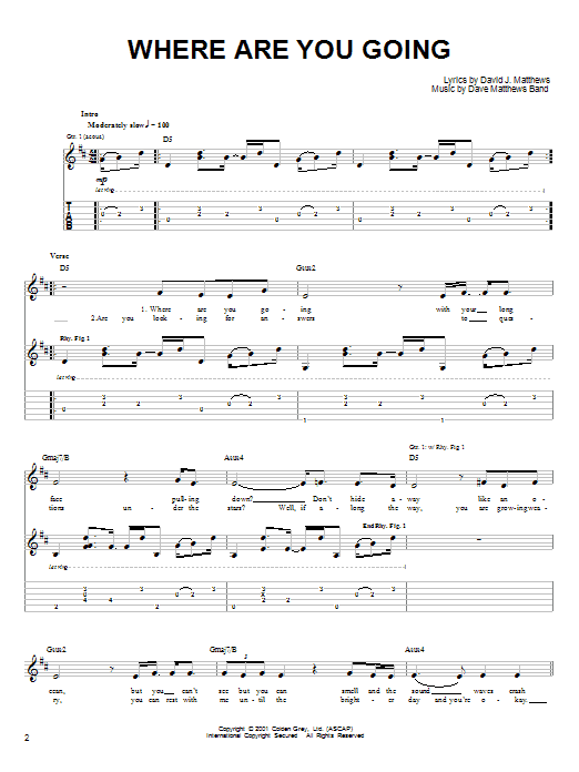 Where Are You Going (Easy Guitar) von Dave Matthews Band