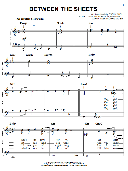 Between The Sheets (Easy Piano) von O'Kelly Isley Jr.