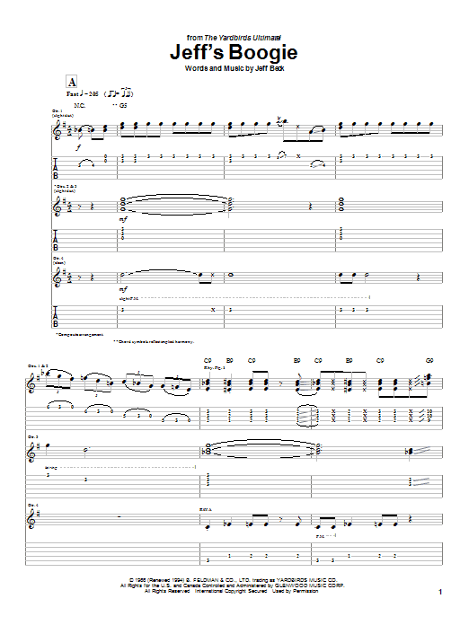 Jeff's Boogie (Guitar Tab) von Jeff Beck