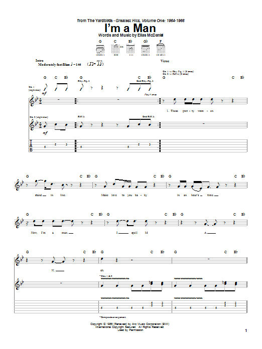 I'm A Man (Guitar Tab) von The Yardbirds