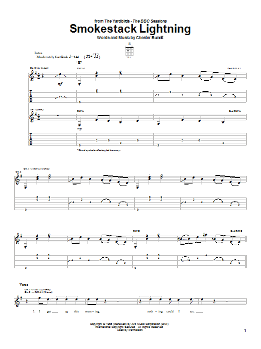 Smokestack Lightning (Guitar Tab) von The Yardbirds