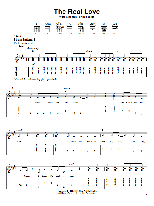 The Real Love (Easy Guitar Tab) von Bob Seger