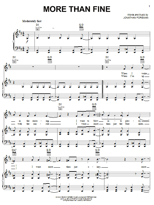 More Than Fine (Piano, Vocal & Guitar Chords (Right-Hand Melody)) von Switchfoot
