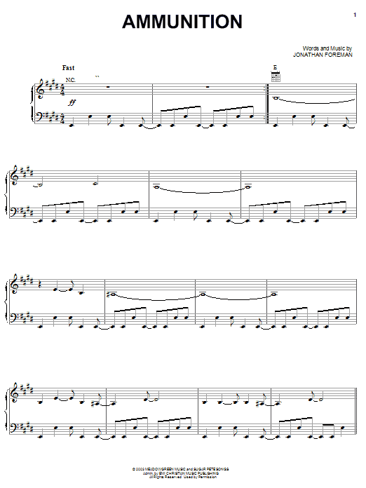 Ammunition (Piano, Vocal & Guitar Chords (Right-Hand Melody)) von Switchfoot