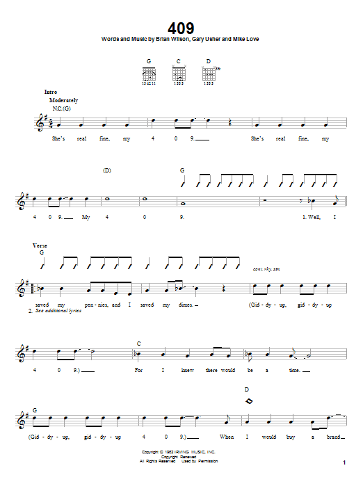 409 (Easy Guitar) von The Beach Boys