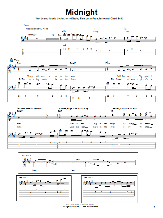 Midnight (Bass Guitar Tab) von Red Hot Chili Peppers