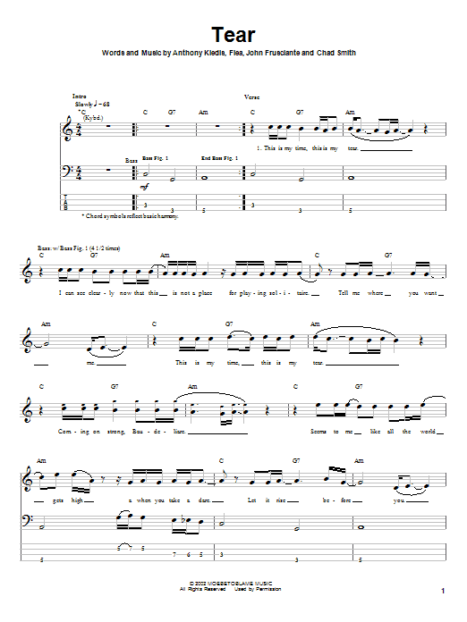 Tear (Bass Guitar Tab) von Red Hot Chili Peppers