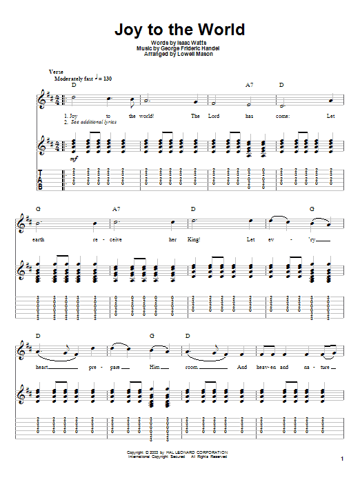 Joy To The World (Guitar Tab (Single Guitar)) von Isaac Watts