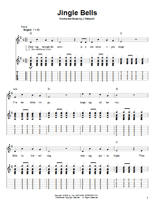 Jingle Bells (Guitar Tab (Single Guitar)) von J. Pierpont