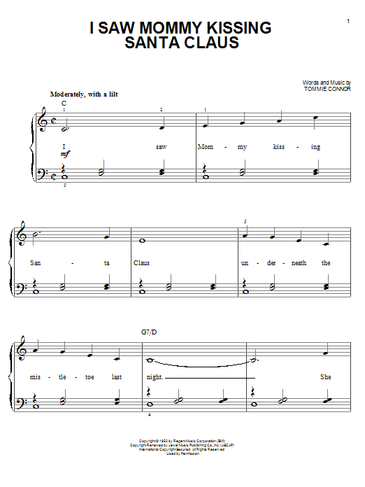 I Saw Mommy Kissing Santa Claus (Easy Piano) von Tommie Connor