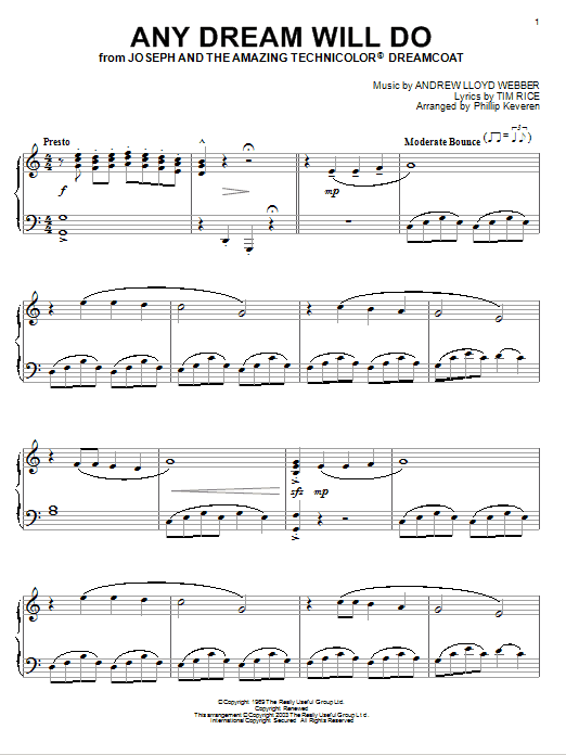 Any Dream Will Do (from Joseph and the Amazing Technicolor Dreamcoat) (arr. Phillip Keveren) (Piano Solo) von Andrew Lloyd Webber