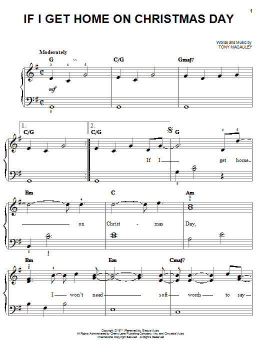 If I Get Home On Christmas Day (Easy Piano) von Elvis Presley