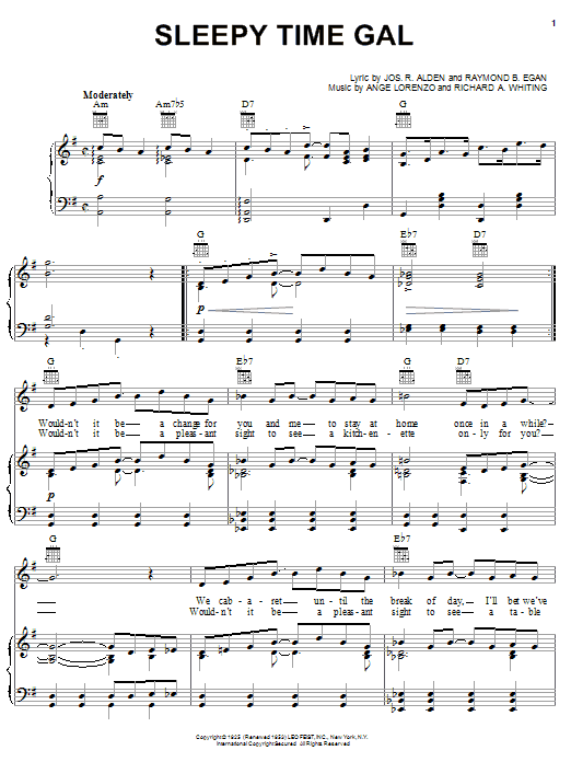 Sleepy Time Gal (Piano, Vocal & Guitar Chords (Right-Hand Melody)) von Hoagy Carmichael