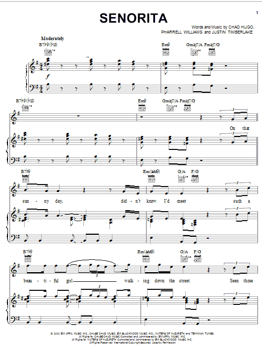 Seorita (Piano, Vocal & Guitar Chords (Right-Hand Melody)) von Justin Timberlake