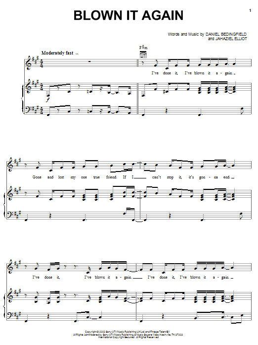 Blown It Again (Piano, Vocal & Guitar Chords (Right-Hand Melody)) von Daniel Bedingfield