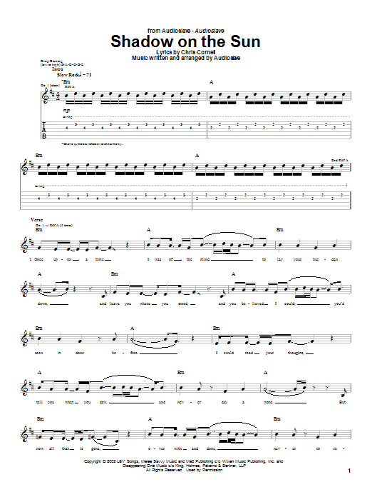 Shadow On The Sun (Guitar Tab) von Audioslave