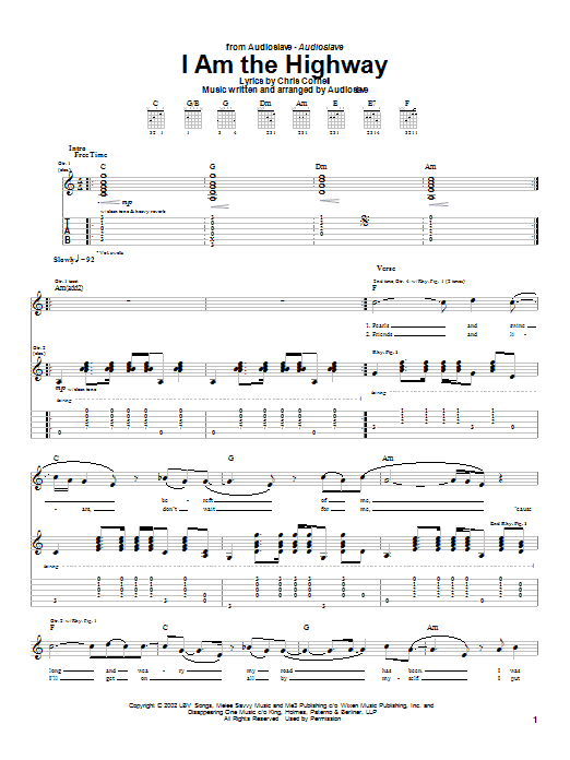 I Am The Highway (Guitar Tab) von Audioslave