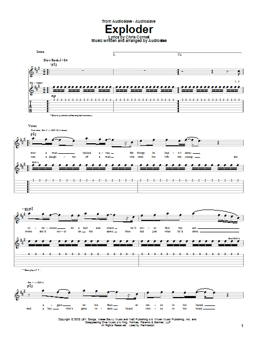 Exploder (Guitar Tab) von Audioslave