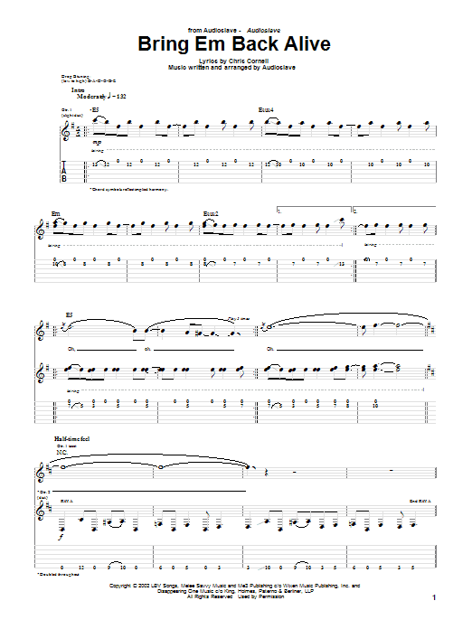 Bring Em Back Alive (Guitar Tab) von Audioslave