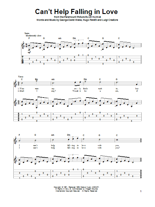 Can't Help Falling In Love (Solo Guitar) von Elvis Presley