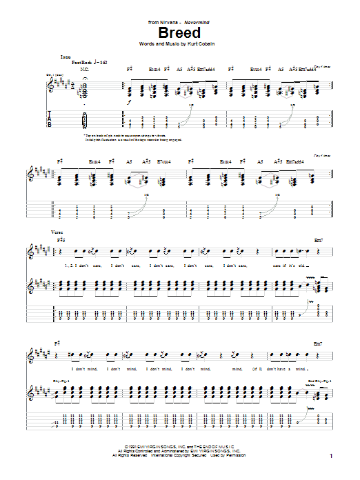 Breed (Guitar Tab) von Nirvana