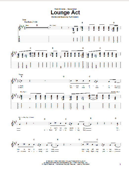 Lounge Act (Guitar Tab) von Nirvana