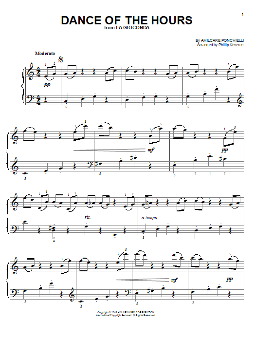Dance Of The Hours (from Fantasia) (arr. Phillip Keveren) (Easy Piano) von Amilcare Ponchielli