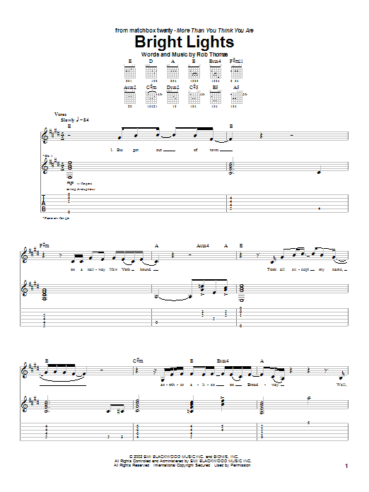 Bright Lights (Guitar Tab) von Matchbox Twenty