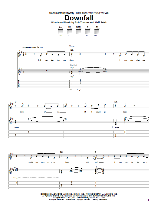 Downfall (Guitar Tab) von Matchbox Twenty