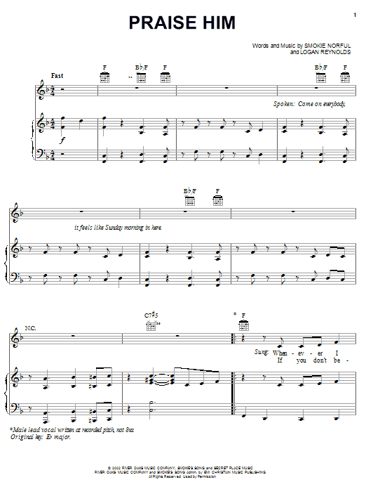 Praise Him (Piano, Vocal & Guitar Chords (Right-Hand Melody)) von Smokie Norful