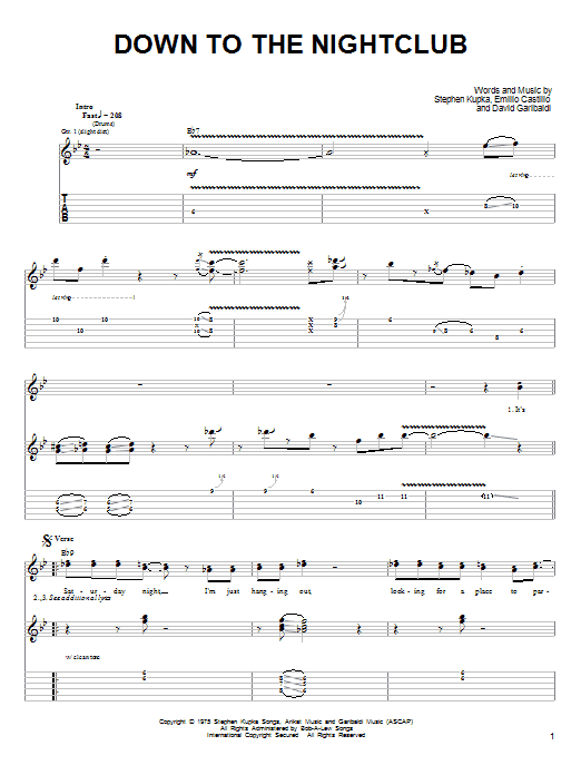 Down To The Nightclub (Guitar Tab) von Tower Of Power